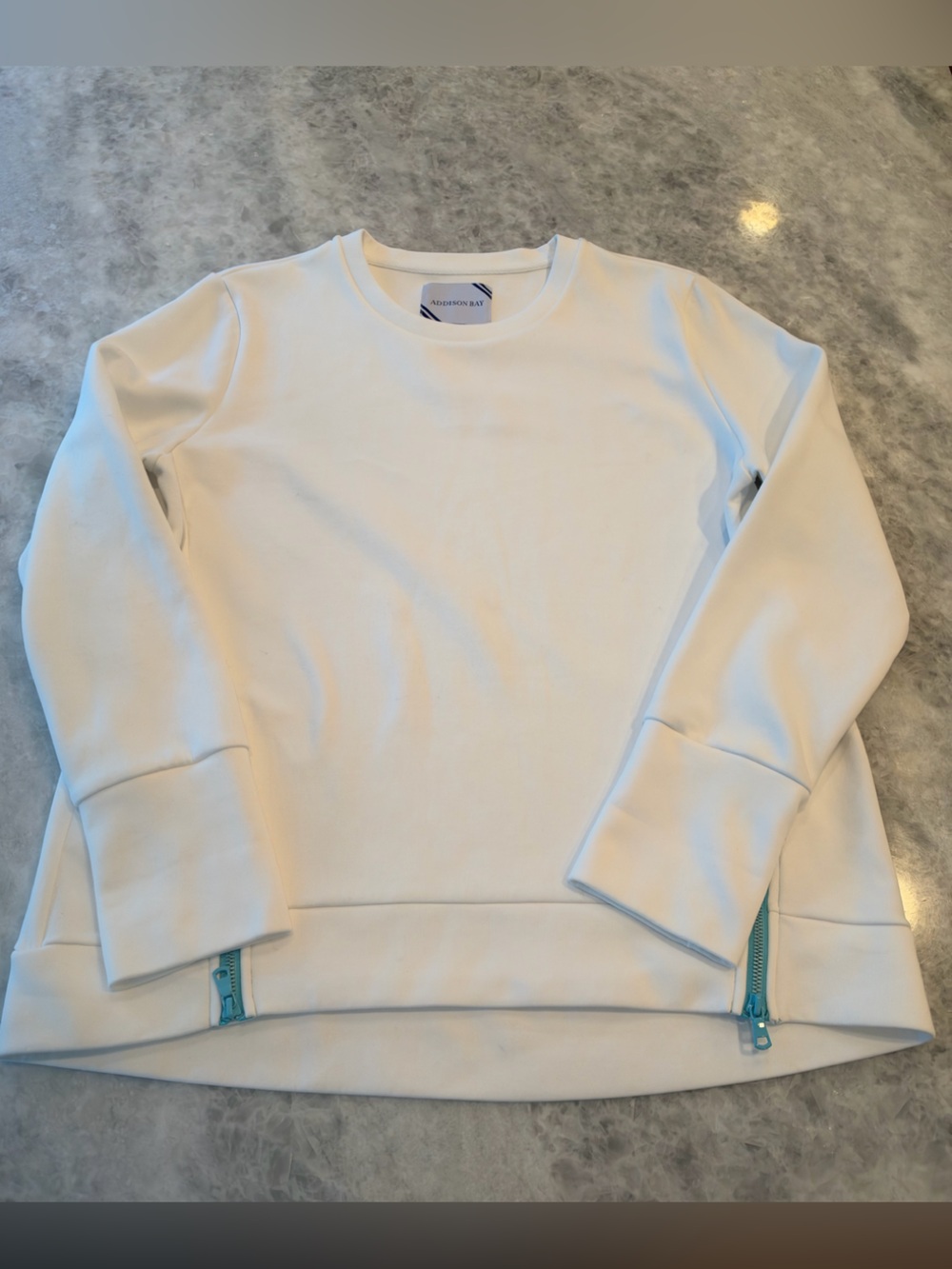 Addison Bay Sweatshirt, Size L, White, Zipper Sides